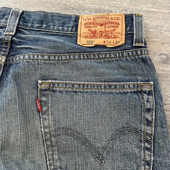 Vintage Y2k Levis 550 Red Tab‎ Womens 34x31 Blue Relaxed Tapered Denim Jeans - Picture 9 of 15